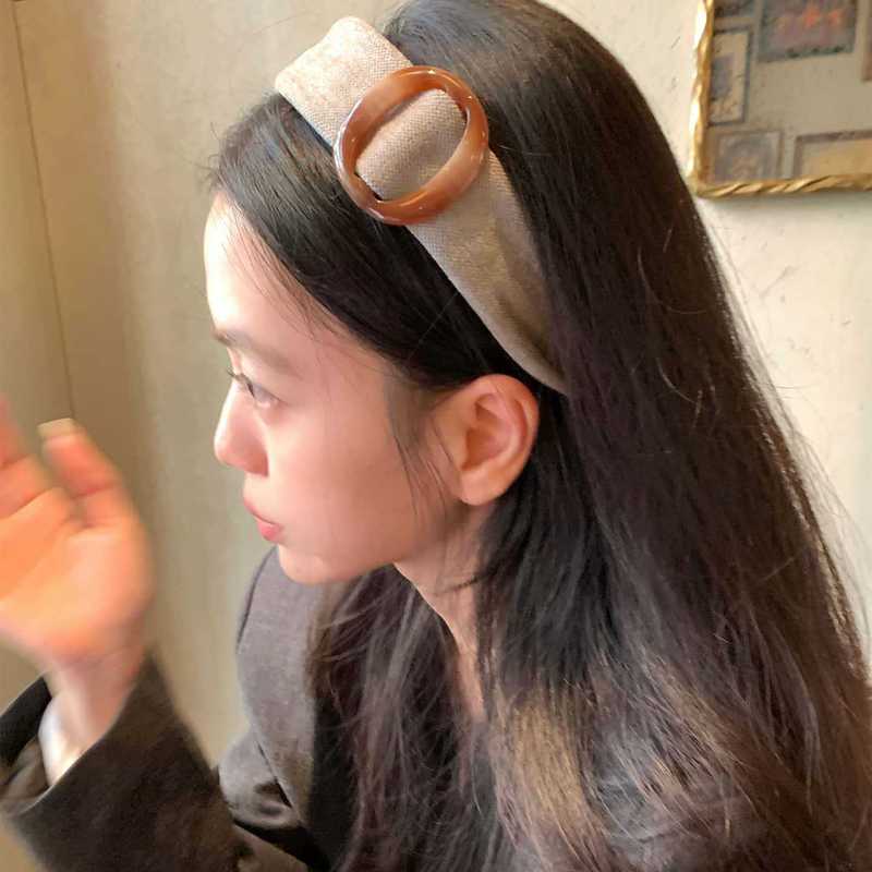 高分智感！美拉德玳瑁色圆环宽边发箍时尚复古高颅顶头箍外戴发饰|undefined