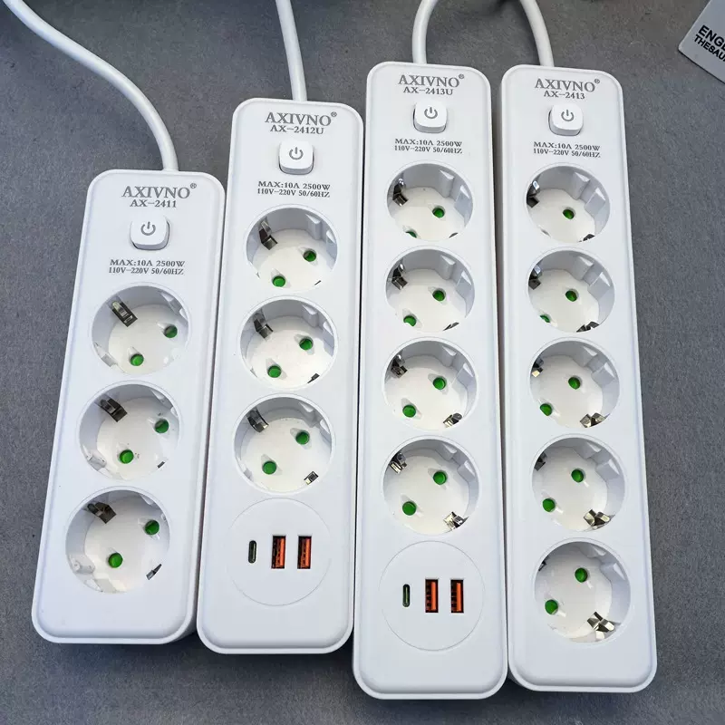 跨境供应源头工厂欧标排插座智能快充电usb+type-c转换器接线板