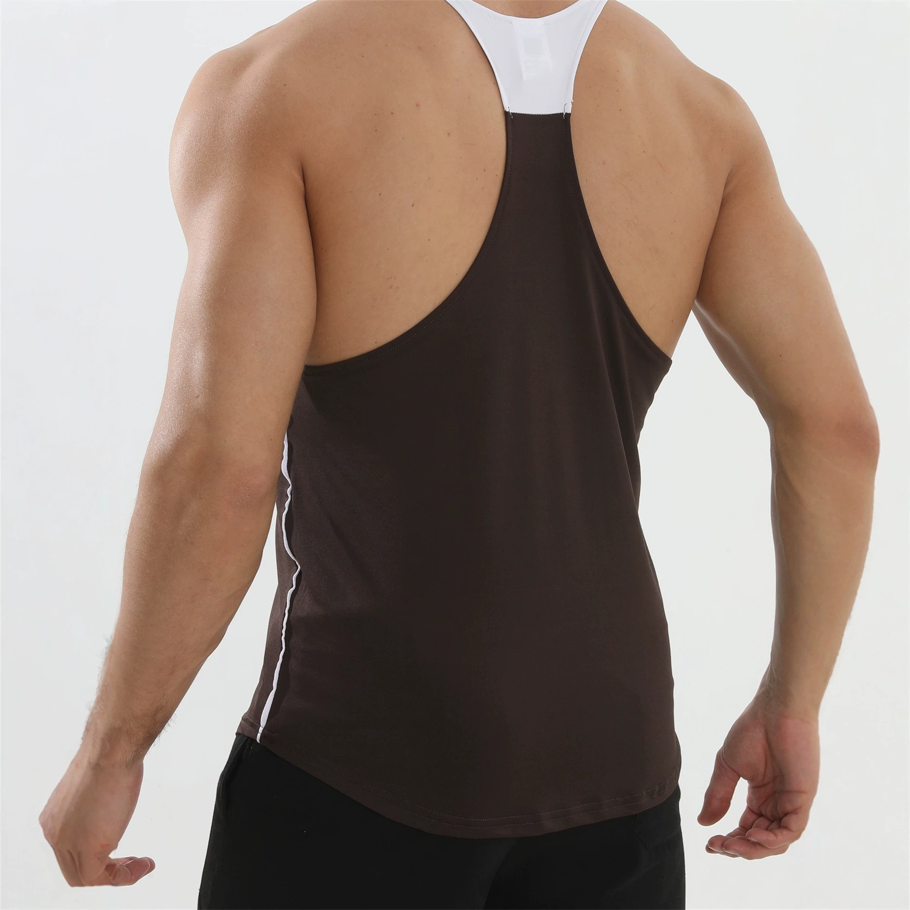Chalecos de carrera muscular para hombres, tirantes de hombros delgados, blusas de secado rápido, deportes elásticos, baloncesto, Fitness y autocultivo sin mangas. image 5