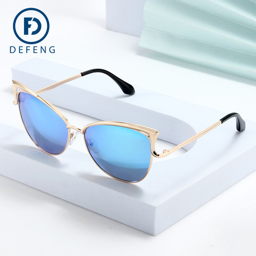 Cat Eye Sunglasses, Western and Eastern, Black Polarized, Colorful Metal Frame, Amazon, AliExpress, Brazil, Cross-border Quality, Model 923