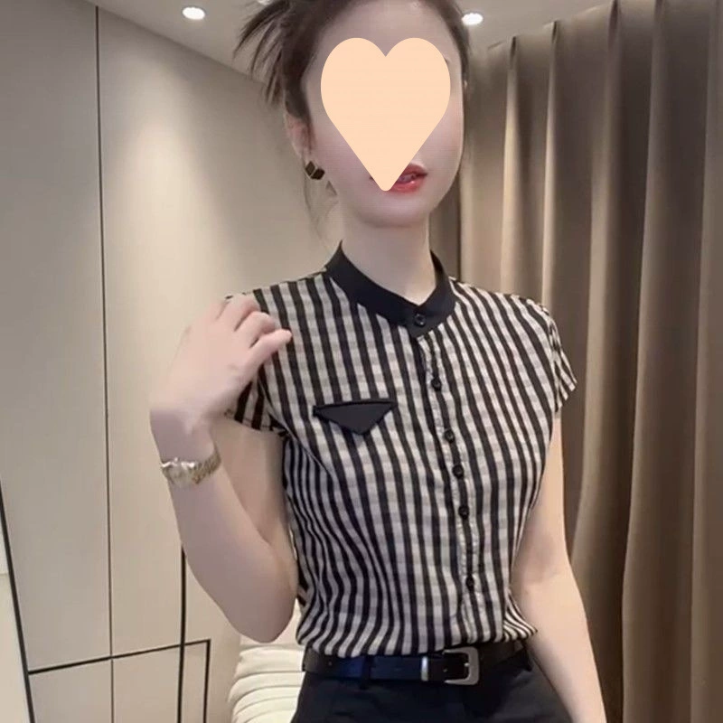 Новая летняя модная свободная утягивающая полосатая рубашка с круглым вырезом для женщин, стильный универсальный простой женский топ для поездок на работу