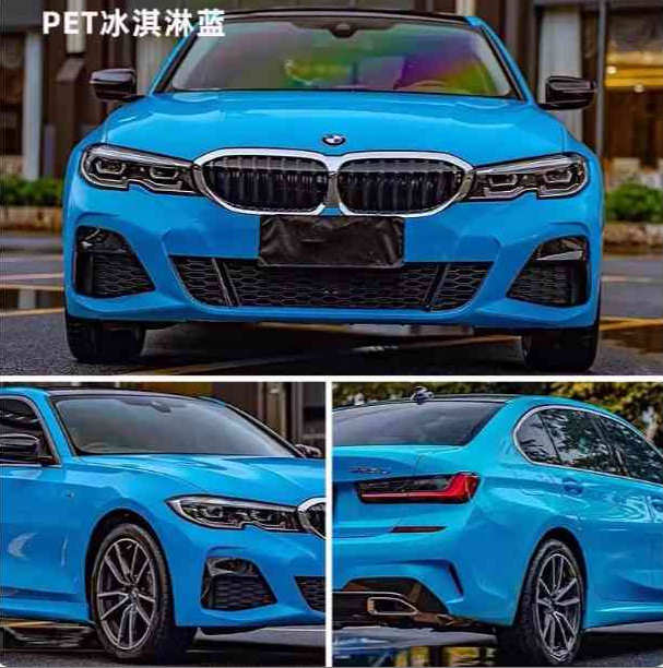 PET crystal ice cream blue car wrap film, body film, electric motorcycle door and hood modification, self-adhesive