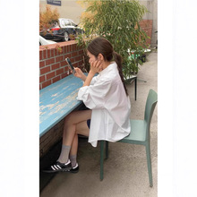 白色长袖衬衫女2025春秋季韩系宽松廓形百搭休闲纯棉防晒衬衣外套