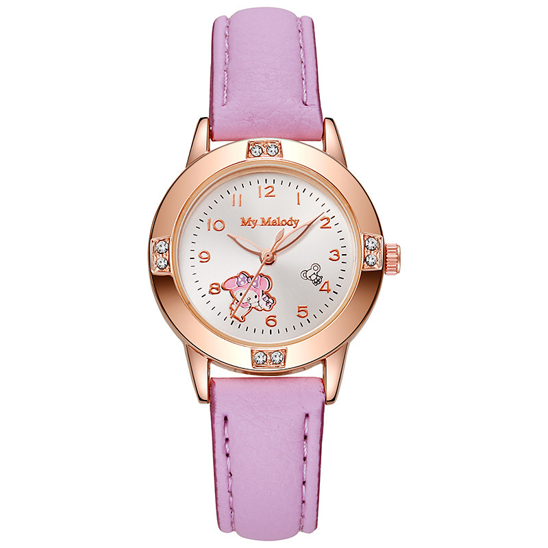 Rose Gold Diamond Belt Watch Middle School Student Watch Female Sanrio Alloy Quartz Watch Wholesale Cross-Border Supply