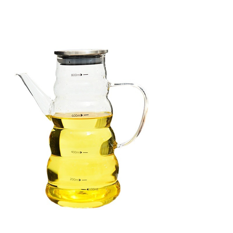 Olla de aceite de vidrio botella de aceite a rayas cocina hogar a prueba de fugas botella de condimento de aceite no colgante resistente a altas temperaturas tetera fría hervidor frío