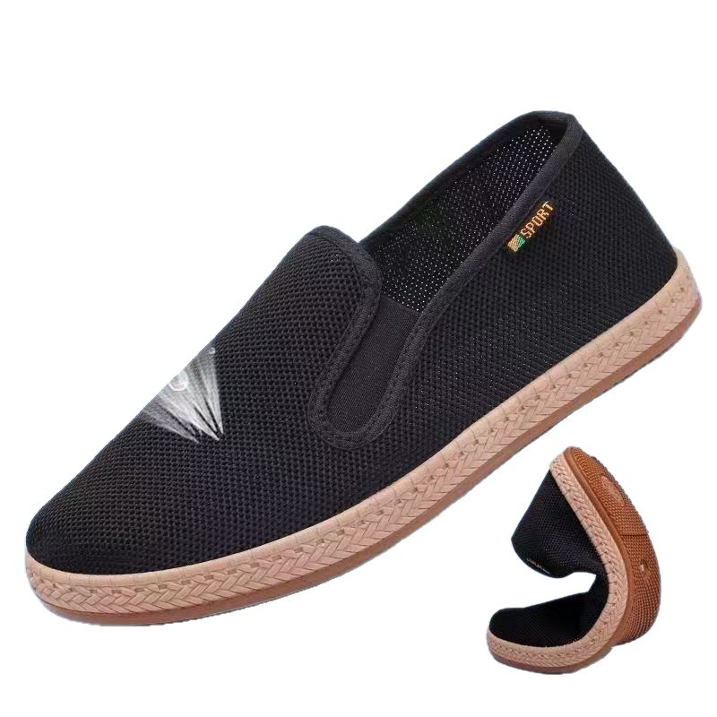 Zapatos de tela de Beijing antiguos genuinos para hombres casuales zapatos de tela negra antideslizantes y resistentes al desgaste cómodos zapatos de cocina de trabajo