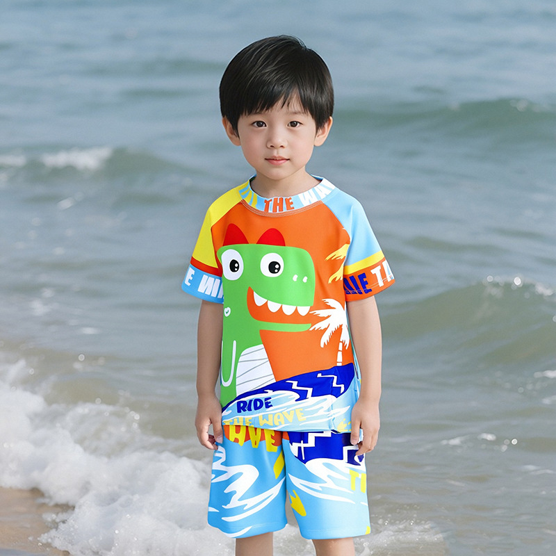 Trajes de baño para niños niños dibujos animados lindos niños protectores solares secado rápido estudiantes surf trajes de baño de vacaciones