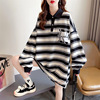 Real price Back collar twill Coat thin section POLO Sweater Cartoon Long sleeve coat