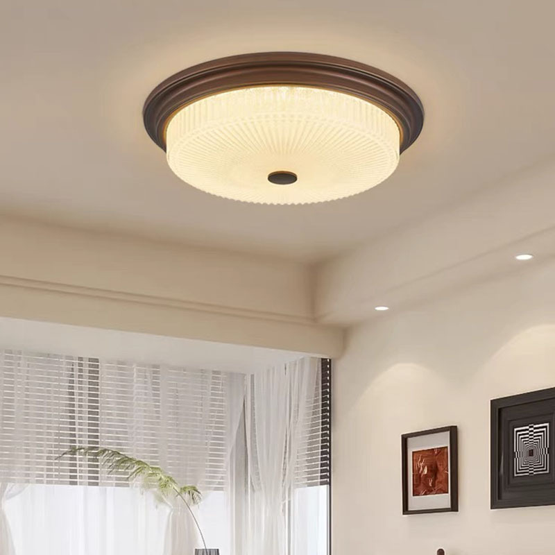 Luz de dormitorio medieval francesa simple retro redonda led sala de estar dormitorio principal estudio americano lámpara de techo