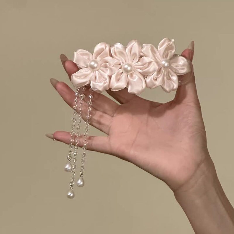 2026 New Model【Qian Ying Hui Zi】Sweet Pink Flower Tassel Hair Clip, Gentle Style Side Clip, Duckbill Clip 2026 New Model【Qian Ying Hui Zi】Sweet Pink Flower Tassel Hair Clip, Gentle Style Side Clip, Duckbill Clip