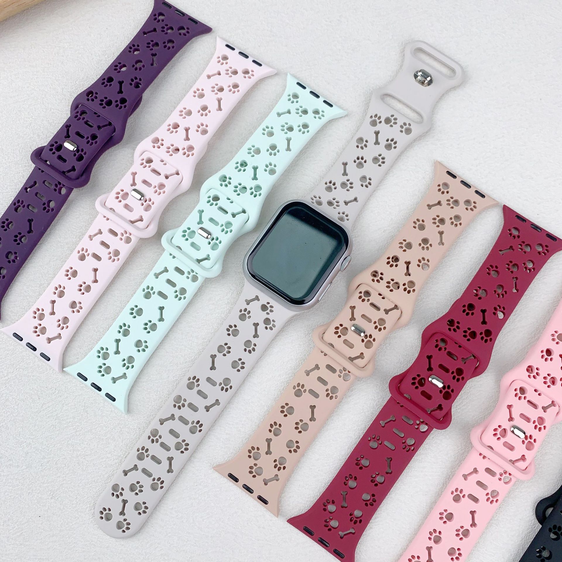 For applewatch Silicone iwatchS10 Apple S9 Watch 8 Strap 7 Dog Pattern SE Sport 4 Women 45mm