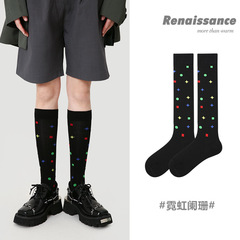 Original Renaissance Women's Socks Spring Summer Medium Length Cylinder Socks Neon Light Calf Socks Thin Style Versatile Knee High Socks for Girls