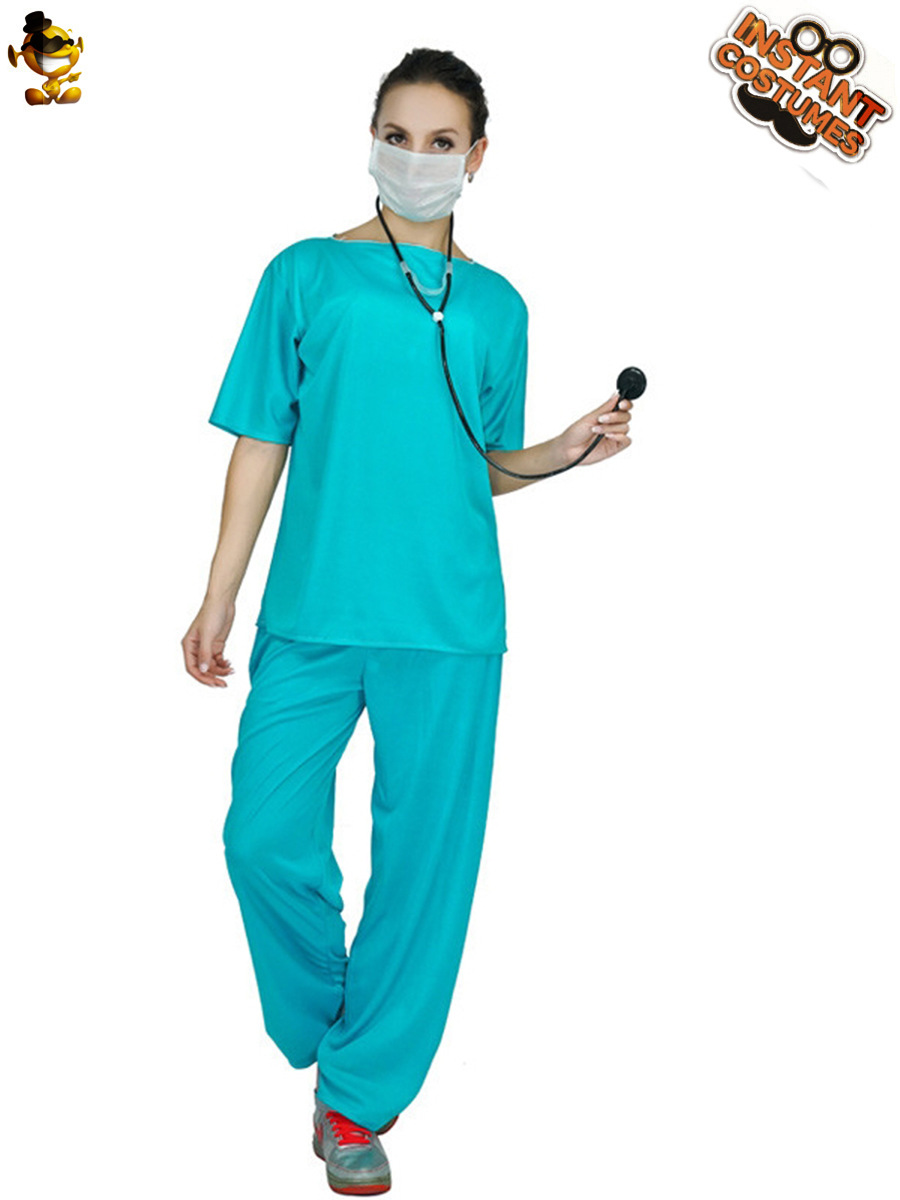 Azul médico enfermera traje de la mascarada ropa de fiesta de Halloween Cosplay traje etapa uniforme pastel