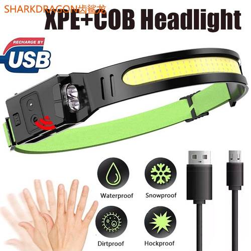 Cross-border new silicone sensor headlight Type-C rechargeable outdoor running and cycling portable floodlight LED headlight