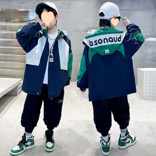 Boys' Spring Jacket 2025 New Spring Outfit for Older Children, Cool and Stylish Clothes, Trendy Spring and Autumn Street-Style Trench Coat