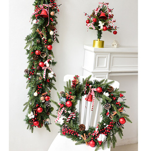 Nuchi Cross-Border Pe Leaf Christmas Wreath Red Fruit Pine Cone Rattan Simulated Berry Decoration Christmas Decoration Pendant