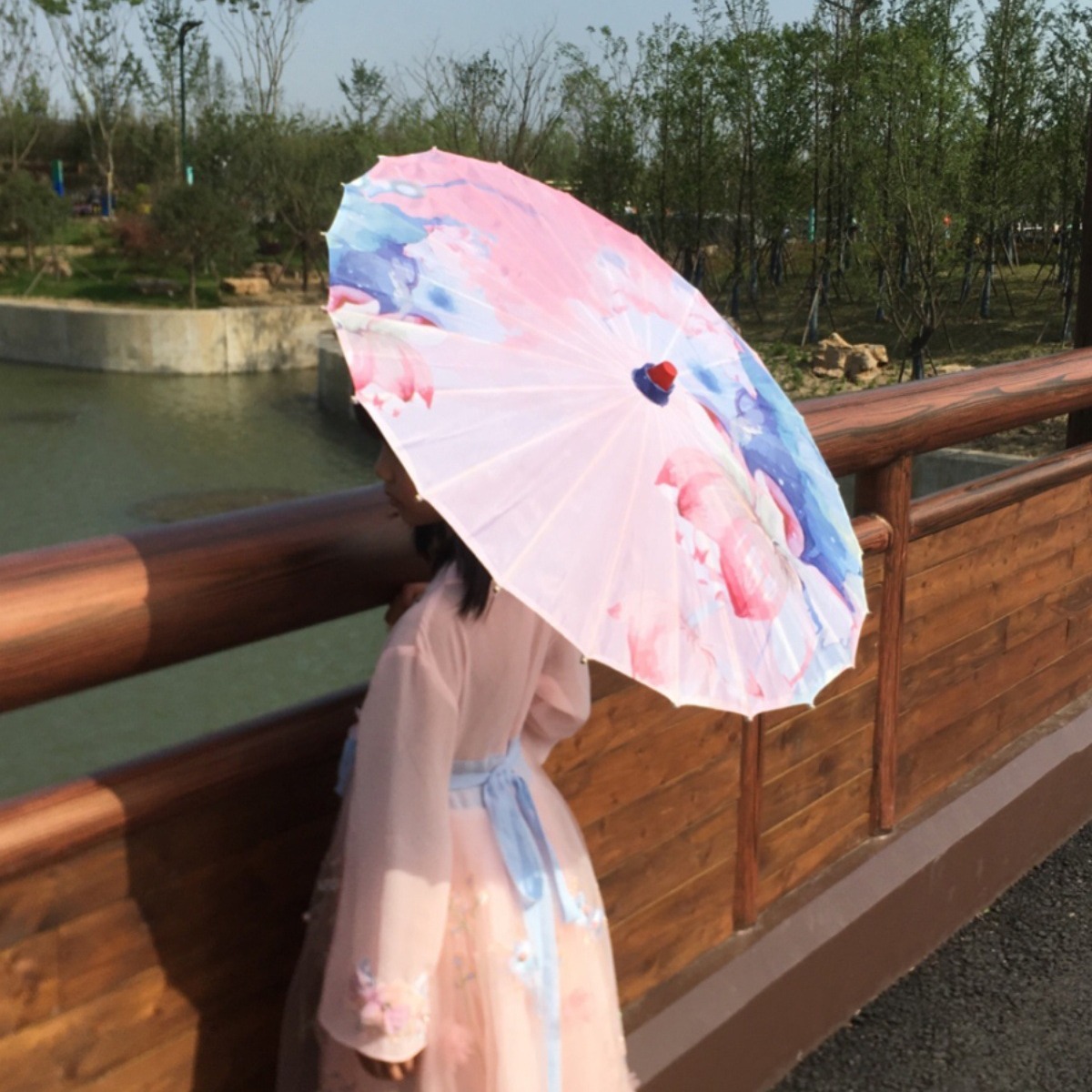 어린이 70  56 중국 스타일 HANFU 의상 사진 패션쇼 기름 종이 우산 XIA HUI 같은 스타일 쉽게 열고 닫는 댄스 우산