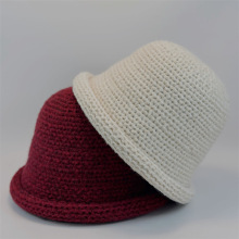 韩版卷边粗纱针织毛线帽大头围显脸小百搭保暖户外防寒护耳水桶帽