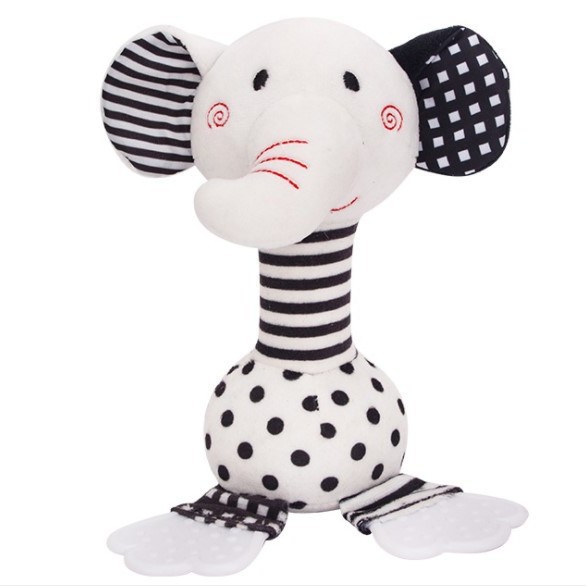 Baby teether hand rattle 0-1 years old baby early education toys black and white hand-held baby rattle