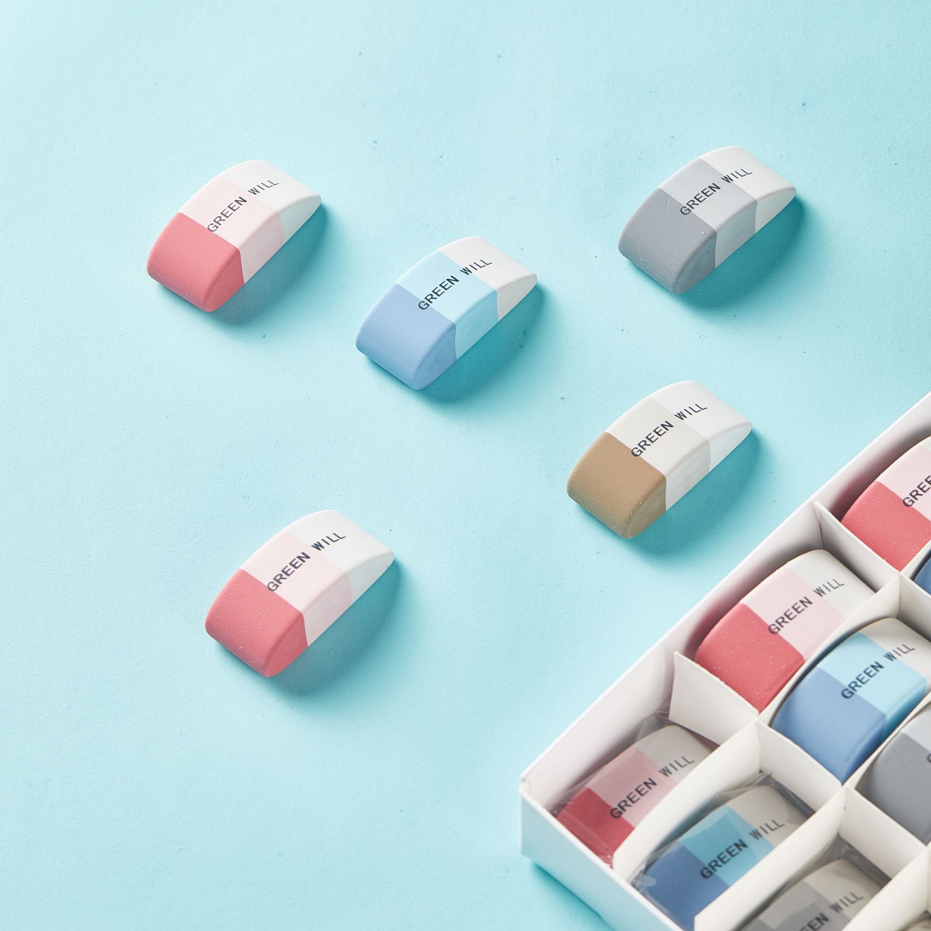 Eraser de ratón de tres colores para estudiantes de diseño creativo en stock Eraser de color gradiente