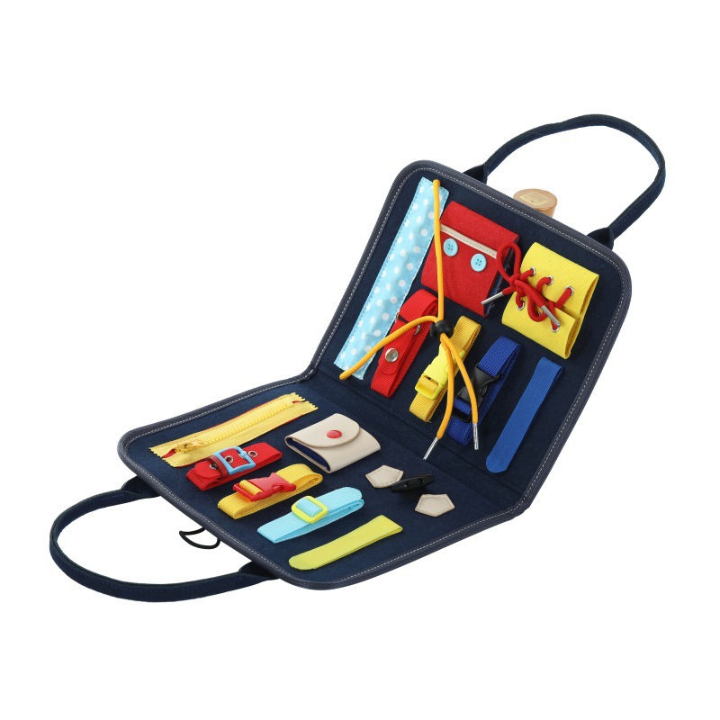 毛毡忙碌板穿衣插扣学习板启蒙益智玩具蒙氏学习板教具幼儿忙碌板