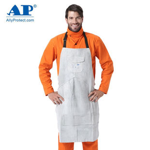 Youmeng AP-6103 primary color full leather chest protection apron welder welding welding wear-resistant flame retardant apron cowhide material