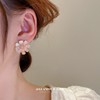Silver needle, fresh design fuchsia fashionable cute earrings, cat's eye, flowered, wide color palette, wholesale