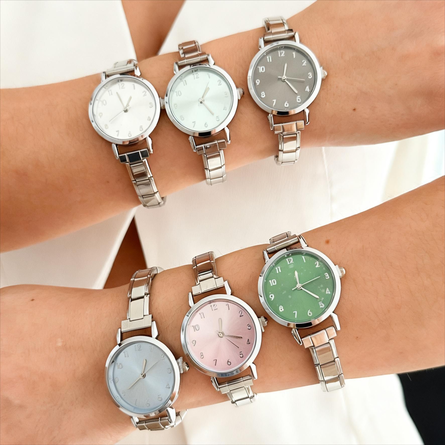Cross-Border Hot-Selling Italian Module Watch Temperament Steel Band Women's Watch Simple Trendy Women's Quartz Watch Wholesale