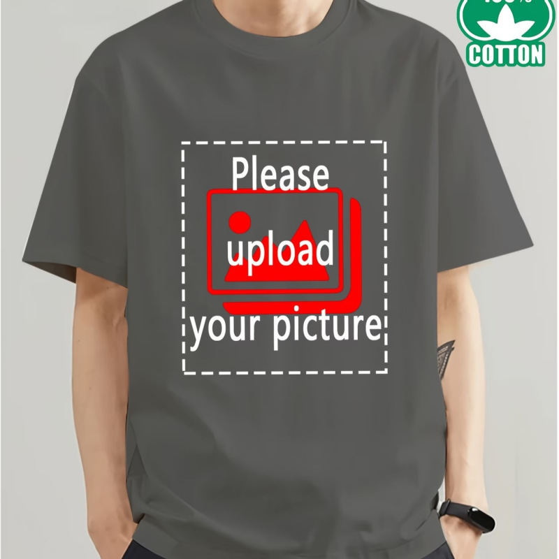 Dark Gray Loose-Fitting T-Shirt DIY Custom Text Photo Personalized Exclusive Commemorative Edition Creative Gift Top for Boyfriend