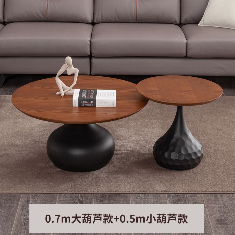 奶油北欧风实木茶几客厅家用ins风全套简约现代网红爆款圆形茶几|undefined