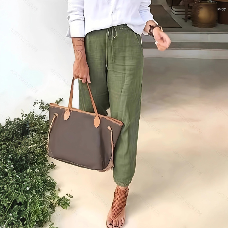 2025 Cross-Border Women's Casual Sports Pants Solid Color Popular Style with Pockets Drawstring Outdoor Casual Pants 2025 Cross-Border Women's Casual Sports Pants Solid Color Popular Style with Pockets Drawstring Outdoor Casual Pants