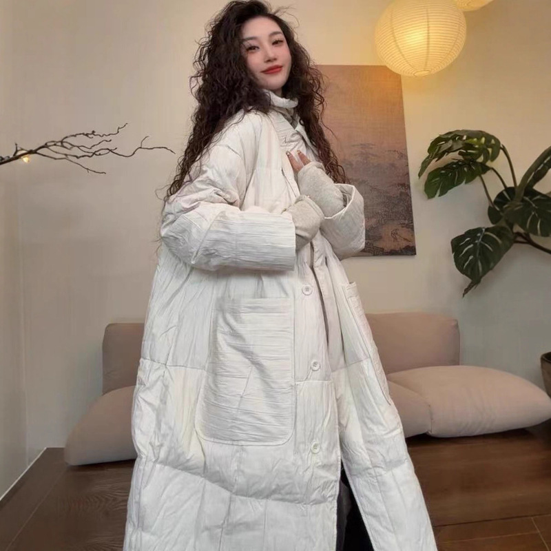 2025 Winter Designer Loose Elegant Casual Fashion Versatile Long 90 White Duck down Thickeneded down Jacket for Women