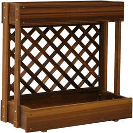 棕色网格双层育苗箱，家庭花园种植箱