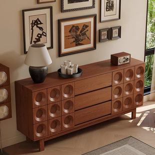 Imported Rubber Wood Boxwood Simple Dining Side Storage Tea Solid Wood Hallway Living Room Household Storage Cabinet Internet Celebrating Cabinet