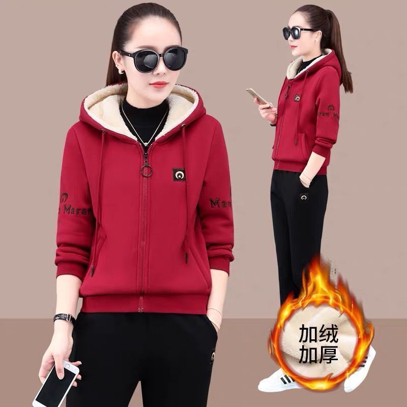 卫衣新款两件套女秋冬季韩版保暖休闲套装大码运动服|undefined