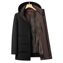 冬季尼克服男士兔毛皮内胆派克服加厚保暖皮草外套中年商务羽绒服