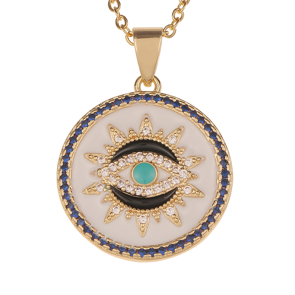 Fashion Geometric Lucky Eye Drop Oil Pendant Necklace Wholesale Nihaojewelry display picture 6