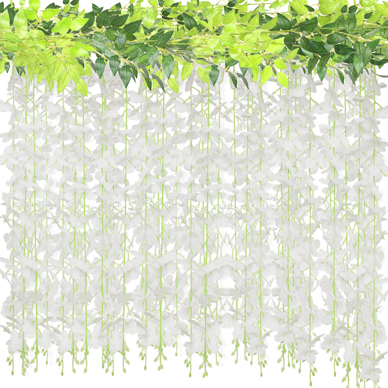 Flor artificial de glicinia flor artificial ratán flor decorativa enrollado flor colgante Flor de plástico Vid cadena flor planta tubería bloqueo flor