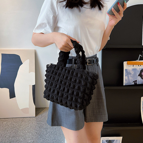 Bag  New Korean Style Pleated Honeycomb Clamshell Tote Bag Bubble Bag Fashion Shoulder Bag Women's Small Crossbody Bag