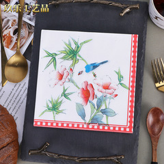 Factory Colorful Flowered Calico Paper Napkins Creative Square Paper Napkins Restaurant Paper Party Napkins