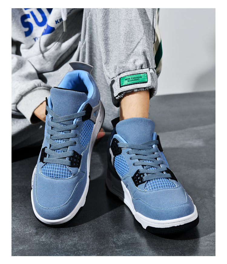 Giày thể thao nam AJ4 phong cách đường phố, sneaker unisex dễ phối đồ — AJ4 đen xám chi tiết 41