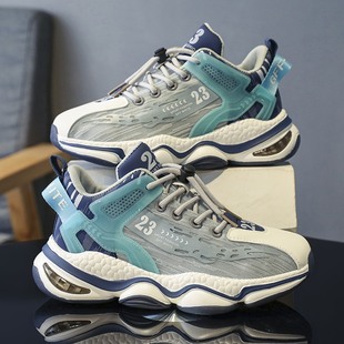 Children's sports shoes basketball shoes boys spring new medium and large children's professional casual shoes thick-soled dad's shoes breathable