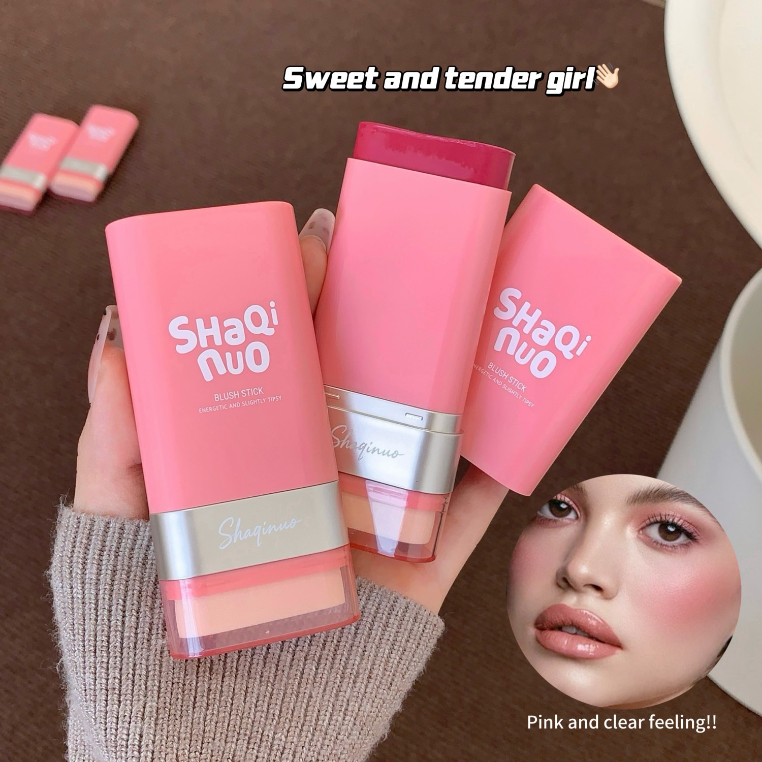 Cross-Border Shaqinuo Vitality Blush Stick - Natural, Gentle, Brightening, and Illuminating, Affordable Makeup for Students