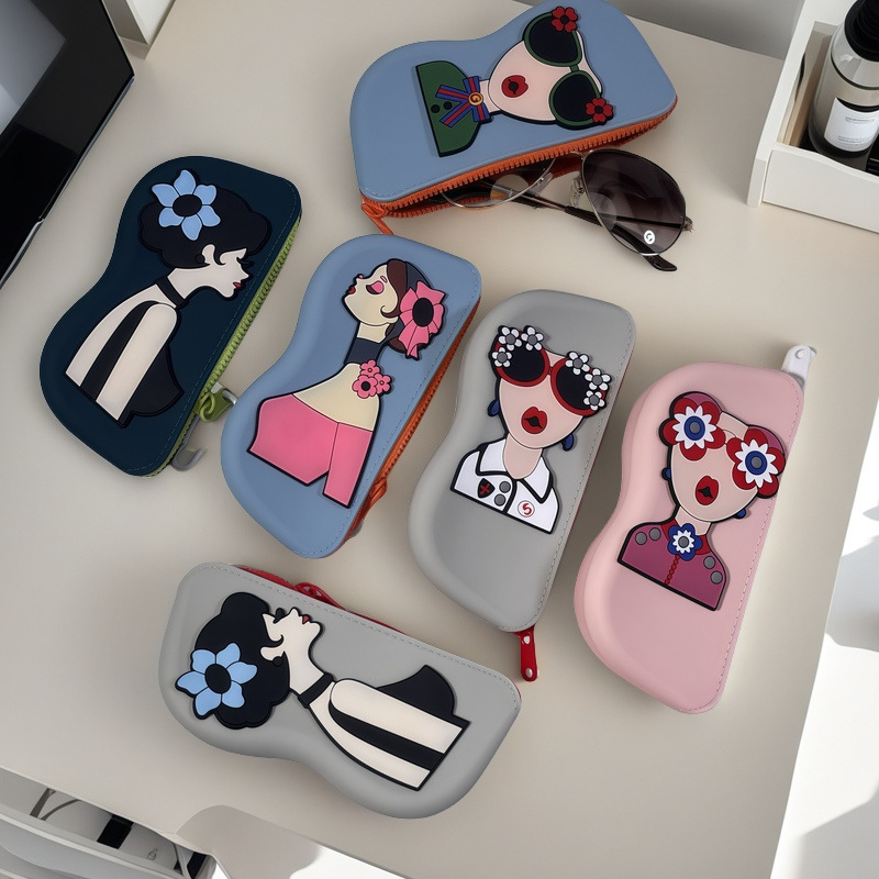 Silicone Glasses Case Waterproof and Dustproof Pattern DIY Portable Lightweight Fashionable Simple Glasses Storage Box Personalized Pattern