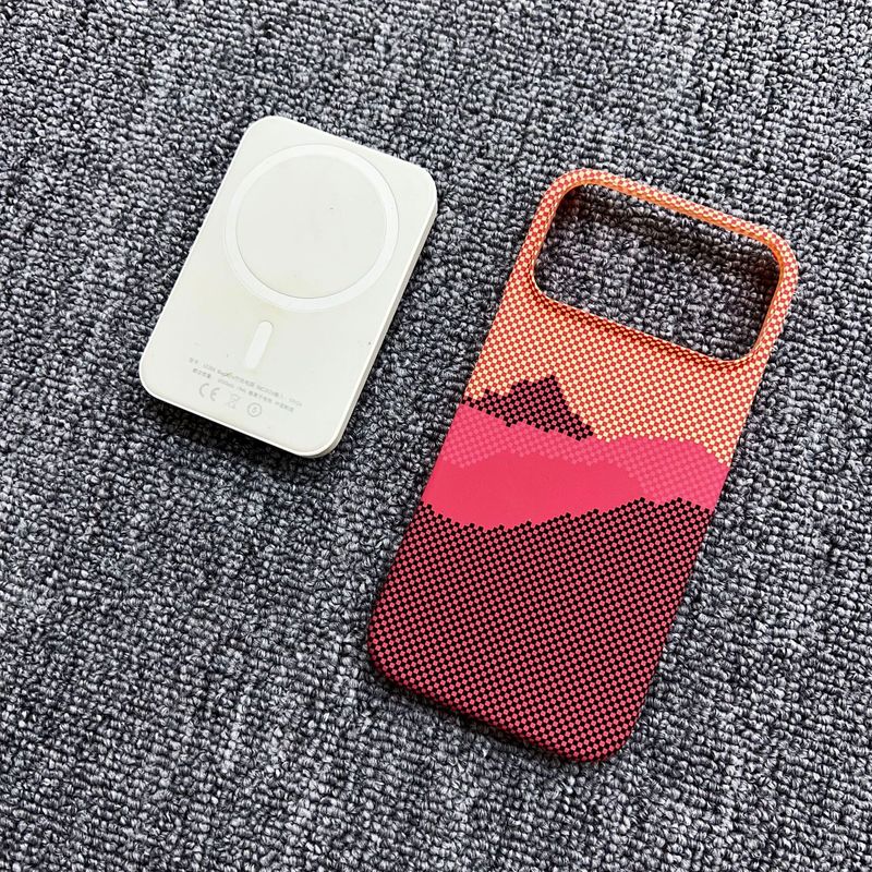 iPhone17ProMax碳纤维纹理手机壳磁吸半包苹果16磨砂PC超薄保护套|undefined