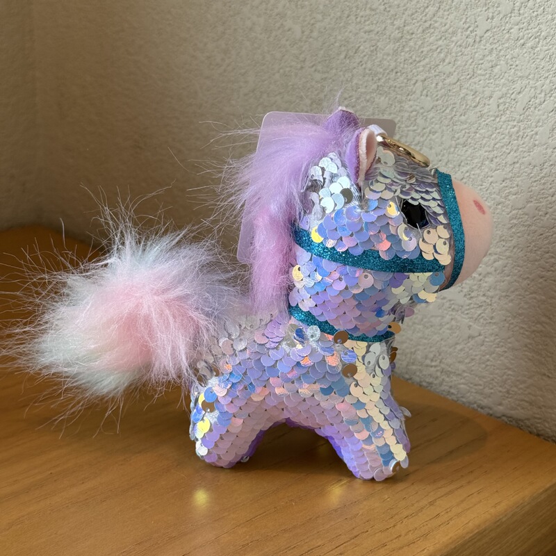 本物のスパンコールポニーぬいぐるみペンダント馬年マスコット人形シミュレーション動物キーホルダー人形ギフト|undefined