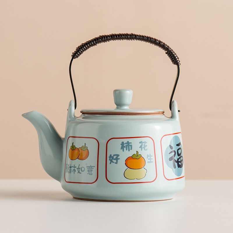 Nuevo tipo de horno Ru cerámica de alta capacidad tetera de té de alta calidad, tetera de té de kung fu separable y filtrada, tetera de té retro Liang