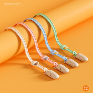 Cross-Border Hat Bear Style with Clip Silicone Pacifier Chain Toddler Teether Anti-Lost Belt Baby Soothing Anti-Fall Silicone Rope
