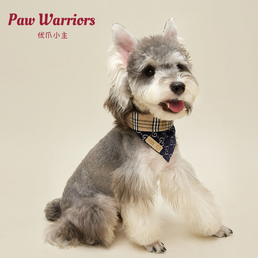 Bufanda de saliva para mascotas Bufanda de doble capa gruesa Bufanda triangular de microblogging cachorro Teddy Corgi Bichon algodón de doble cara otoño e invierno