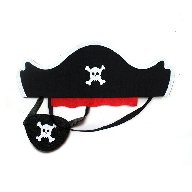 Nueva máscara de ojo de pirata de Halloween sombrero de pirata del Caribe vestido de fieltro para Niños Accesorios de juego de fiesta en stock